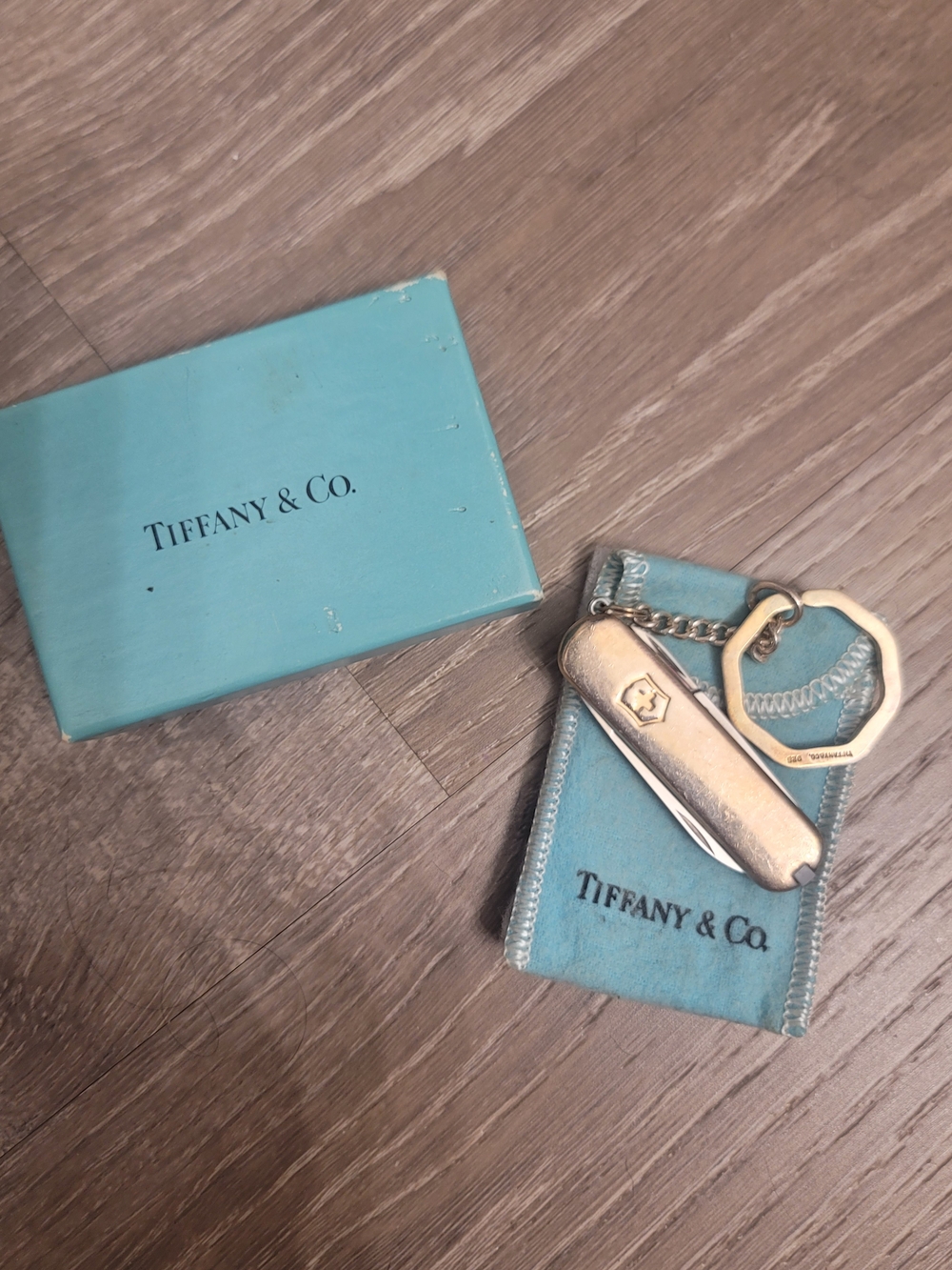 Tiffany & Co. Silver Pocket Knife Keyring in Tiffany Blue
